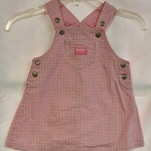 OshKosh pink gingham overalls dress size 24 months